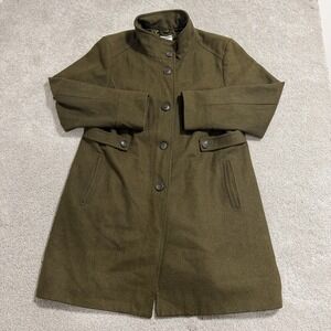 Old Navy Trech Coat Womens Sz XXL Dark Army Green Button Up Long Coat READ
